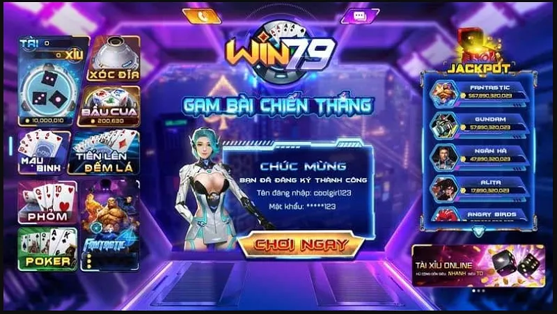 Giao diện hấp dẫn trên win79